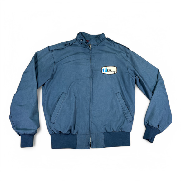 Vintage King Louie Jacket Adult SMALL Blue FBi Buildings Patch USA Union 80s - Picture 1 of 10